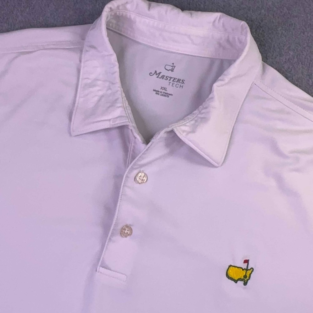 Masters Tech Augusta National Golf Polo Shirt Men's XXL White Embroidered Logo